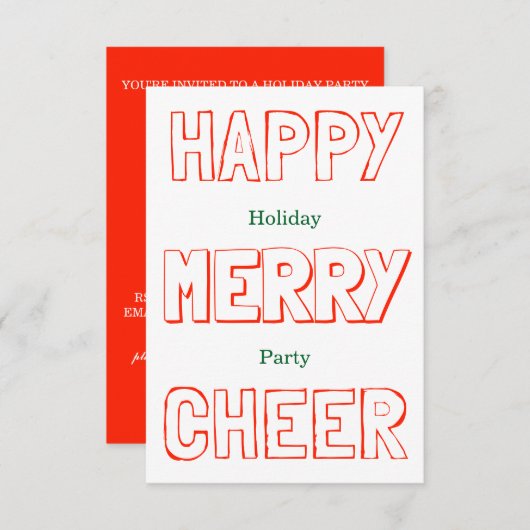 Happy Merry Cheer - 3x5 Uitnodiging voor een feest (Voorkant / Achterkant)