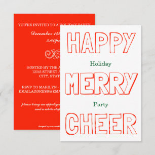 Happy Merry Cheer - 3x5 Uitnodiging voor een feest