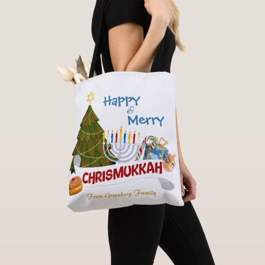 Happy & Merry Chrismukkah with Traditional Element Tote Bag (Dichtbij)