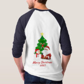 Happy Merry Christmas Santa's en Tree's T-shirt (Achterkant)