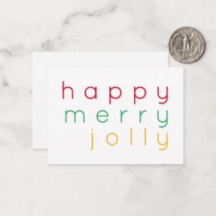 HAPPY MERRY JOLLY 3.5x2.5 Flat Note Kaart Notitiekaartje