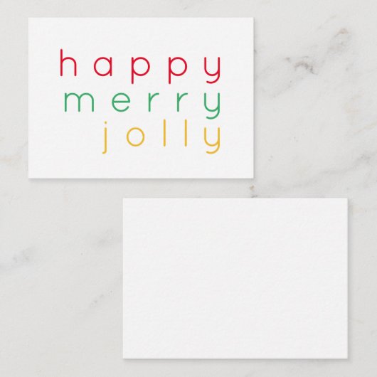 HAPPY MERRY JOLLY 3.5x2.5 Platte Kaart Notitiekaartje (Voorkant / Achterkant)