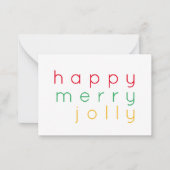 HAPPY MERRY JOLLY 3.5x2.5 Platte Kaart Notitiekaartje (Voorkant)