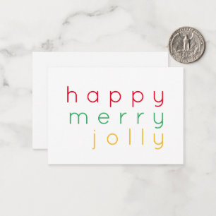 HAPPY MERRY JOLLY 3.5x2.5 Platte Kaart Notitiekaartje