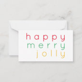 HAPPY MERRY JOLLY 3.5x2 Flat Note Kaart Notitiekaartje (Voorkant)