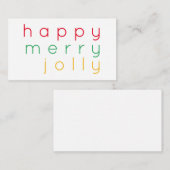 HAPPY MERRY JOLLY 3.5x2 Flat Note Kaart Notitiekaartje (Voorkant / Achterkant)