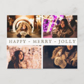 Happy Merry Jolly 4 Photo Collage Holiday Briefkaart (Voorkant)