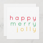 HAPPY MERRY JOLLY 5.25 Vierkante Platte Kerst Kaar Feestdagenkaart (Voorkant / Achterkant)