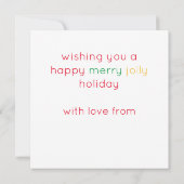 HAPPY MERRY JOLLY 5.25 Vierkante Platte Kerst Kaar Feestdagenkaart (Achterkant)