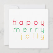 HAPPY MERRY JOLLY 5.25 Vierkante Platte Kerst Kaar Feestdagenkaart (Voorkant)