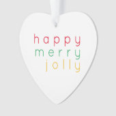 HAPPY MERRY JOLLY Acryl Heart Ornament (voorkant)