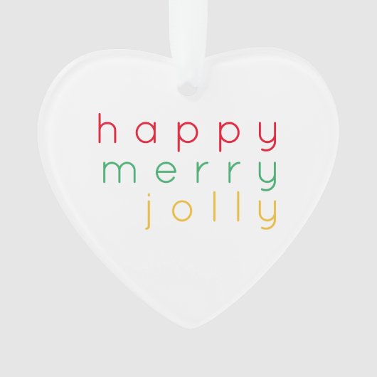HAPPY MERRY JOLLY Acryl Heart Ornament (voorkant)