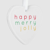 HAPPY MERRY JOLLY Acryl Heart Ornament (voorkant)