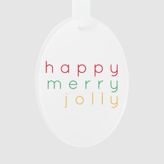 HAPPY MERRY JOLLY Acryl Ovaal Ornament (voorkant)
