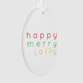 HAPPY MERRY JOLLY Acryl Ovaal Ornament (voorkant)