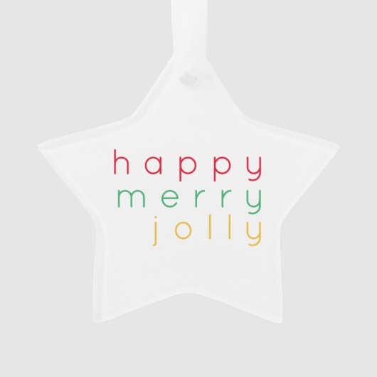 HAPPY MERRY JOLLY Acryl Star Ornament (voorkant)
