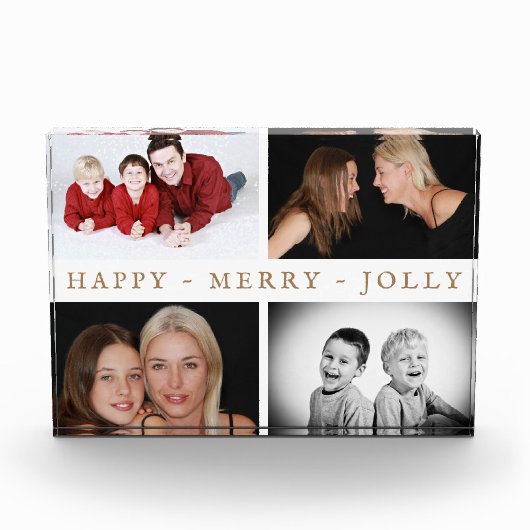 Happy Merry Jolly Family 4 Foto Collage Block (Voorkant)
