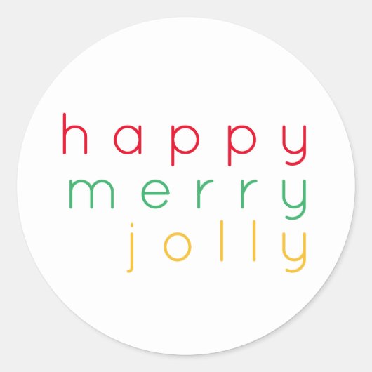 HAPPY MERRY JOLLY Grote Ronde Stickers (Voorkant)