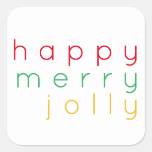 HAPPY MERRY JOLLY Grote Vierkante Stickers