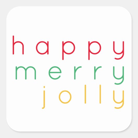 HAPPY MERRY JOLLY Grote Vierkante Stickers (Voorkant)