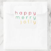 HAPPY MERRY JOLLY Grote Vierkante Stickers (Tas)