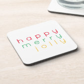 HAPPY MERRY JOLLY Hard Plastic Onderzetters (Linkerzijde)