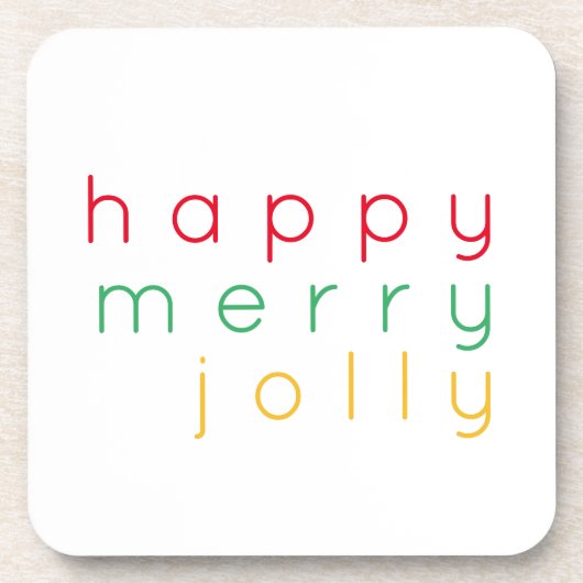 HAPPY MERRY JOLLY Hard Plastic Onderzetters (Voorkant)