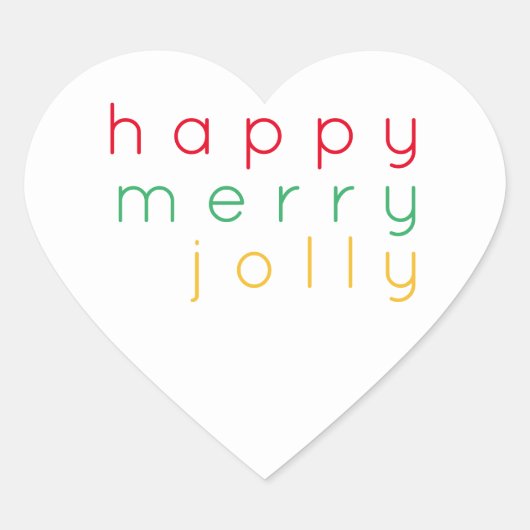 HAPPY MERRY JOLLY Heart Stickers (Voorkant)