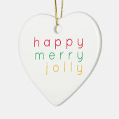 HAPPY MERRY JOLLY Keramisch Hart Ornament (Links)