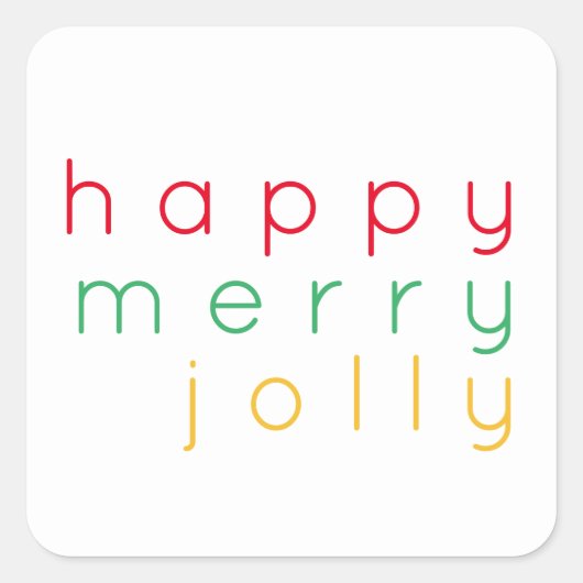 HAPPY MERRY JOLLY Kleine Vierkante Stickers (Voorkant)