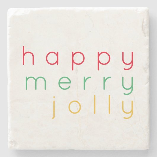 HAPPY MERRY JOLLY Marble Stone Onderzetter (Voorkant)