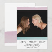 Happy Merry Jolly Moderne Waterverf Foto Feestdagenkaart (Voorkant / Achterkant)