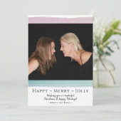 Happy Merry Jolly Moderne Waterverf Foto Feestdagenkaart (Staand voorkant)