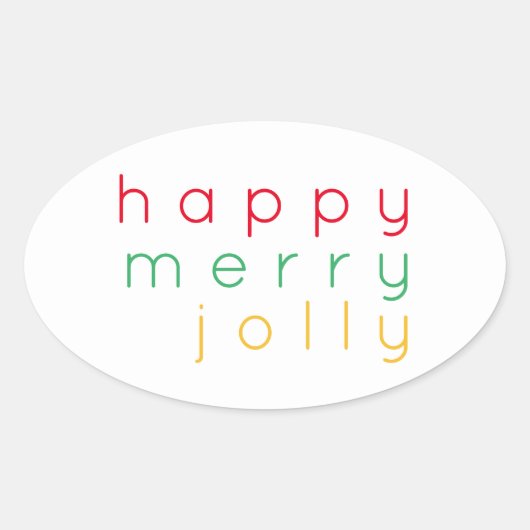 HAPPY MERRY JOLLY Oval Stickers (Voorkant)