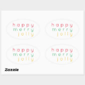 HAPPY MERRY JOLLY Oval Stickers (Vel)