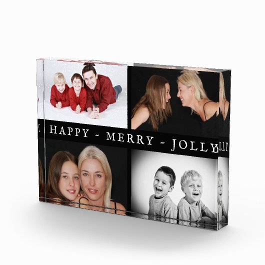 Happy Merry Jolly Photo Collage Holiday Block Fotoblokken (Rechts)