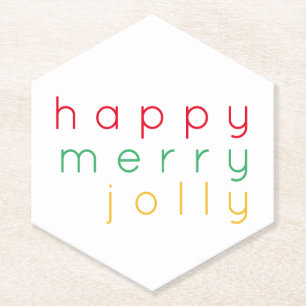 HAPPY MERRY JOLLY Pointed Hexagon Papier Onderzett Kartonnen Onderzetters