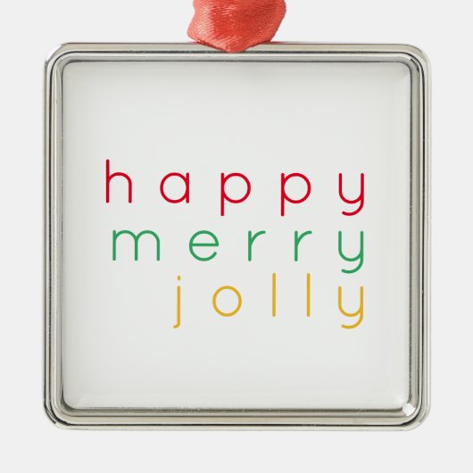 HAPPY MERRY JOLLY Premium Square Ornament (Voorkant)
