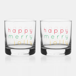 HAPPY MERRY JOLLY Rocks Bril (2) Whisky Glas