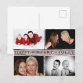 Happy Merry Jolly Rustic Family 4 Foto Collage Briefkaart (Voorkant / Achterkant)