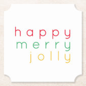 HAPPY MERRY JOLLY Ticket Papier Onderzetters (Voorkant)