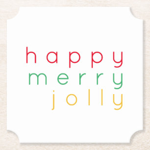 HAPPY MERRY JOLLY Ticket Papier Onderzetters
