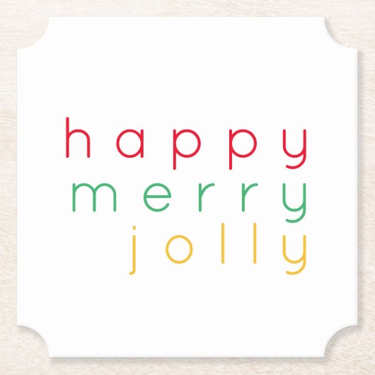 HAPPY MERRY JOLLY Ticket Papier Onderzetters (Voorkant)
