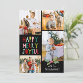Happy Merry Joyful | Kerstfotocollage Feestdagenkaart (Staand voorkant)