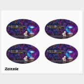 Happy Merry kerst Ovale Sticker (Vel)