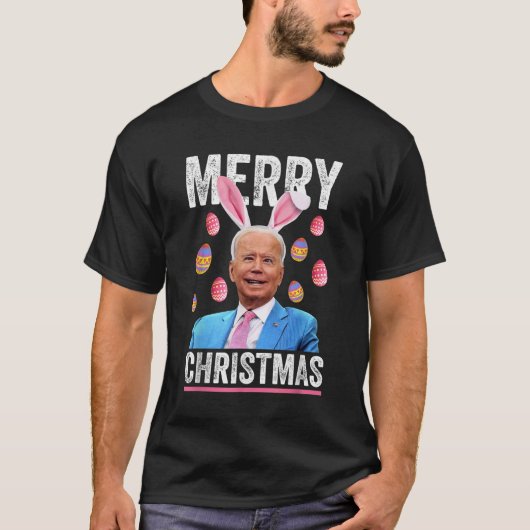 Happy Merry kerstfeest Funny Biden, verdacht voor  T-shirt (Voorkant)