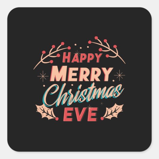 Happy Merry-kerstmis Vierkante Sticker (Voorkant)
