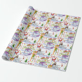 Happy Merry kerstwrapping Paper Jesus Santa Cadeaupapier (Uitgerold)