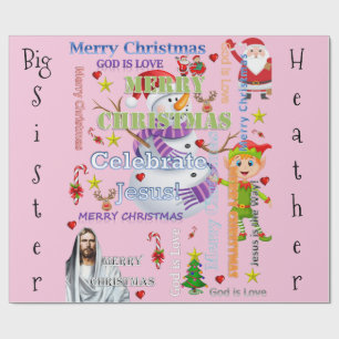 Happy Merry kerstwrapping Paper Jesus Santa Cadeaupapier