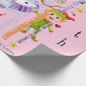 Happy Merry kerstwrapping Paper Jesus Santa Cadeaupapier (Hoek)
